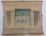 hand drawn colored architectural drawing