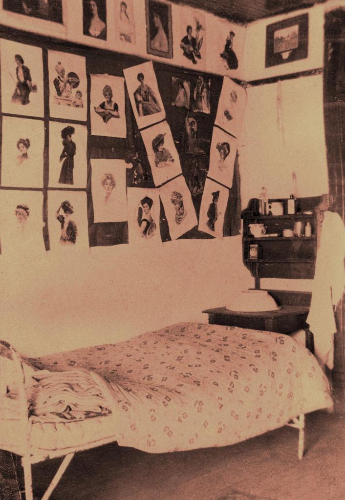 Then as now, students personalized their rooms with decorations. With no members of the opposite sex to be seen on campus, many male cadets adorned their walls with the female form—or at least as much of the female form as was allowed by Victorian-era strictures. 