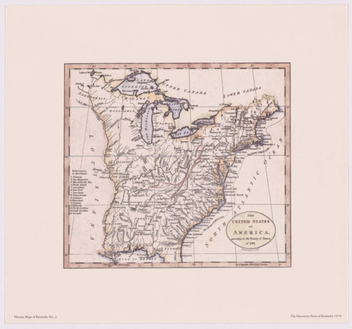 The United States of America According to the Treaty of Peace of 1784 (reproduction)