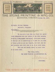 Letter from Stone Printing & Mrg. Co. (Roanoke), October 22, 1917