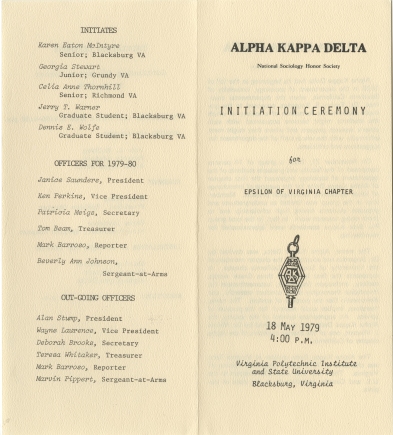 Program for Alpha Kappa Delta Initiation Ceremony