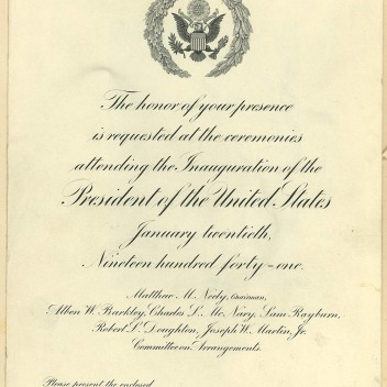 Invitation to Pres. Franklin D. Roosevelt's 1941 inauguration, p. 1