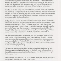 Pres. Timothy Sands' 2014 installation announcement, p. 2
