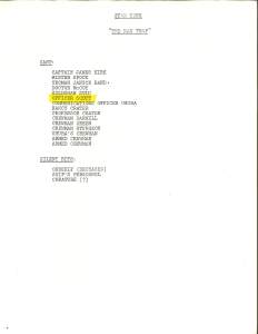 Page listing cast members from "The Man Trap" script
