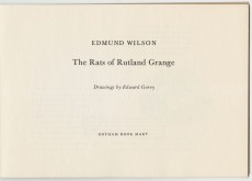 The Rats of Rutland Grange by Edmund Wilson and drawings by Edward Gorey (Gotham Book Mart, 1974), title page