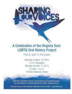 Sharing Our Voices: A Celebration of the Virginia Tech LGBTQ Oral History Project, 2015